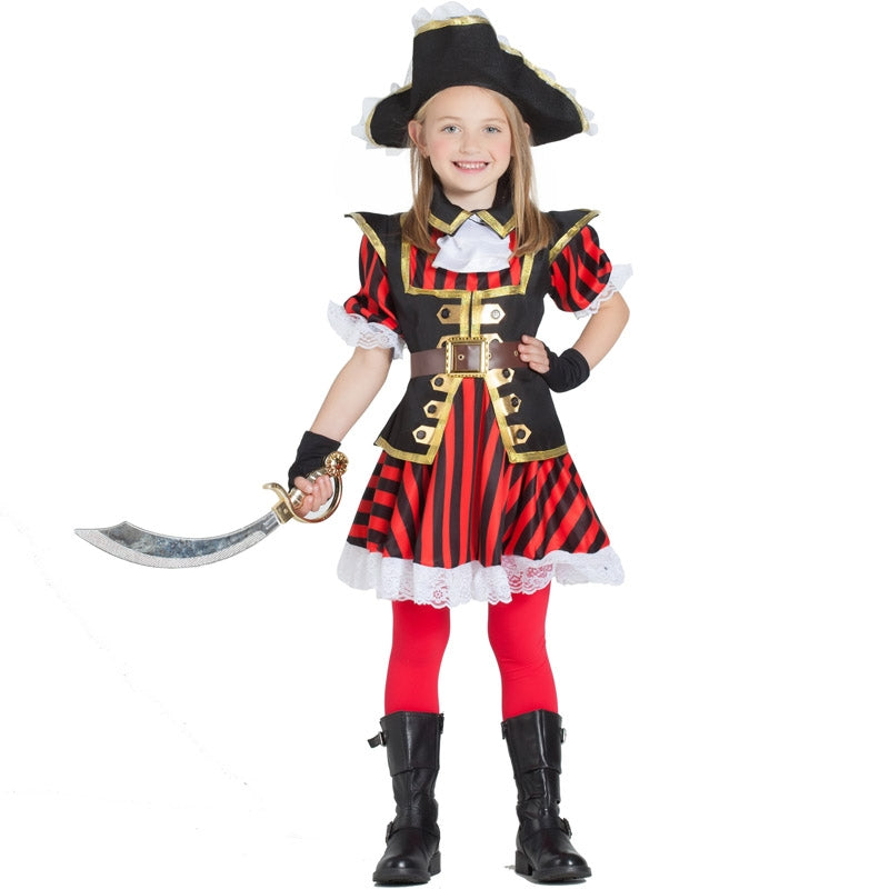 Costume Da Pirata Per Bambina Con Bandana – Vestito Soffice A Tre Strati, Taglie 3-9 Anni
