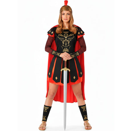 Disfraz de Centuriona Romana con capa para mujer Bis