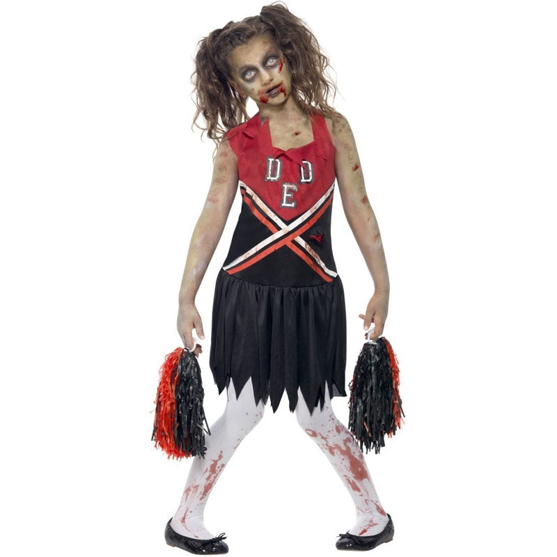 Costume Cheerleader zombie sanguinante bambina per Halloween e