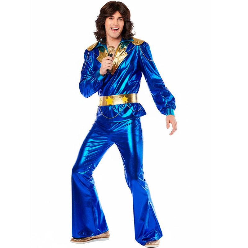 Disfraz de Disco Abba azul para hombre Bis