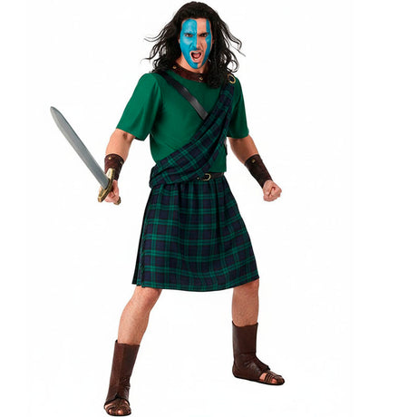 Disfraz de Escocés Braveheart verde para hombre Bis