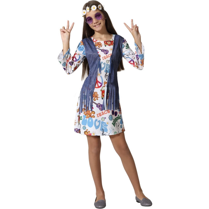 Costume Disfraz De Jipi Para Niña Años 60 Traje De Jipi Disfraz