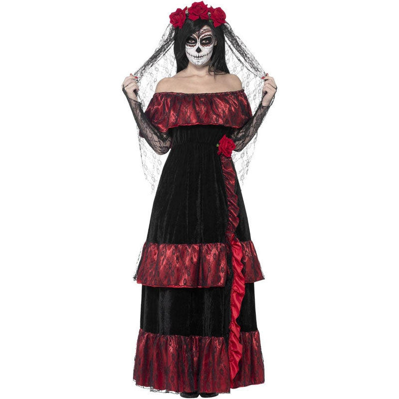 Costume Completo Da Sposa Cadavere Zombie Nero Per Donna, Elegante, Tema Horror/Halloween