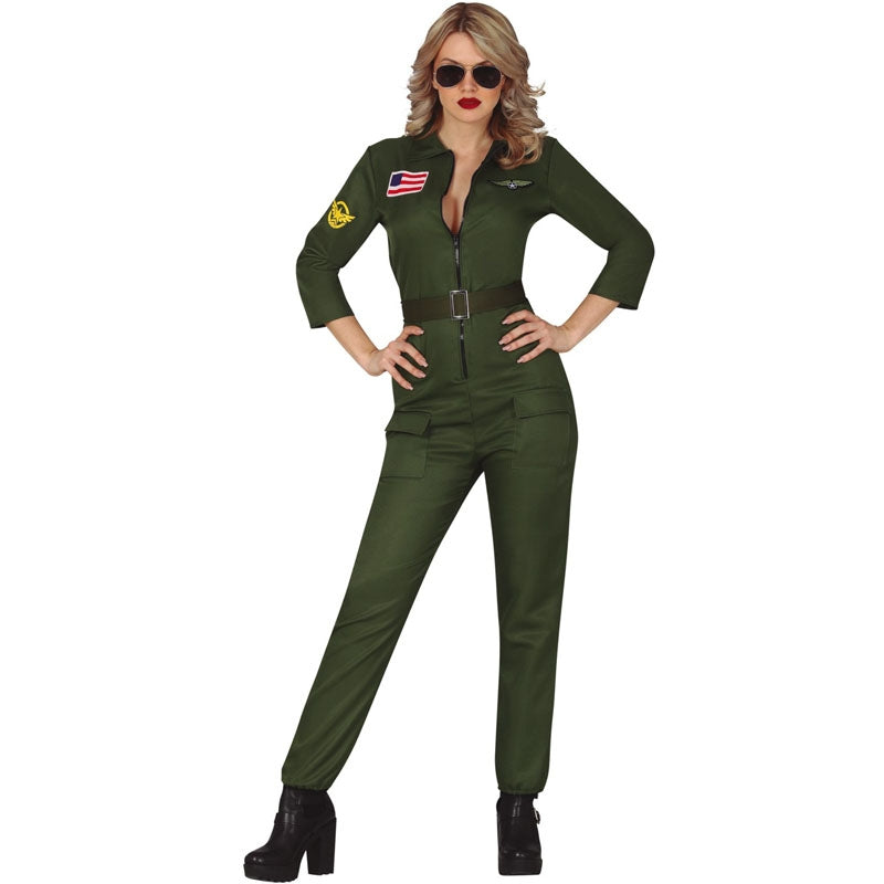 Smiffys Costume Top Gun Maverick Per Bambini | Tuta Da Aviatore Verde Con Badge Nome Personalizzabile | Vestito Ufficiale Licenza