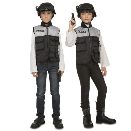 Costume SWAT Per Bambini Uniforme Poliziotto Per Ragazzi M 140 Cm - Foto 8