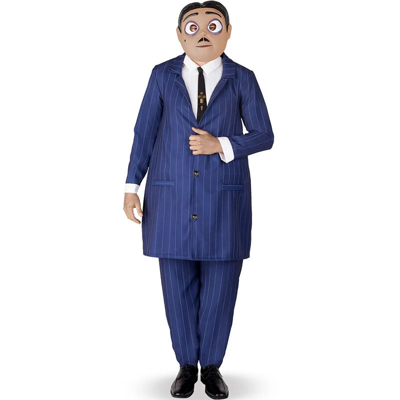 Parrucca Nera con Baffi di Gomez Addams - Perfetta per Cosplay e Halloween