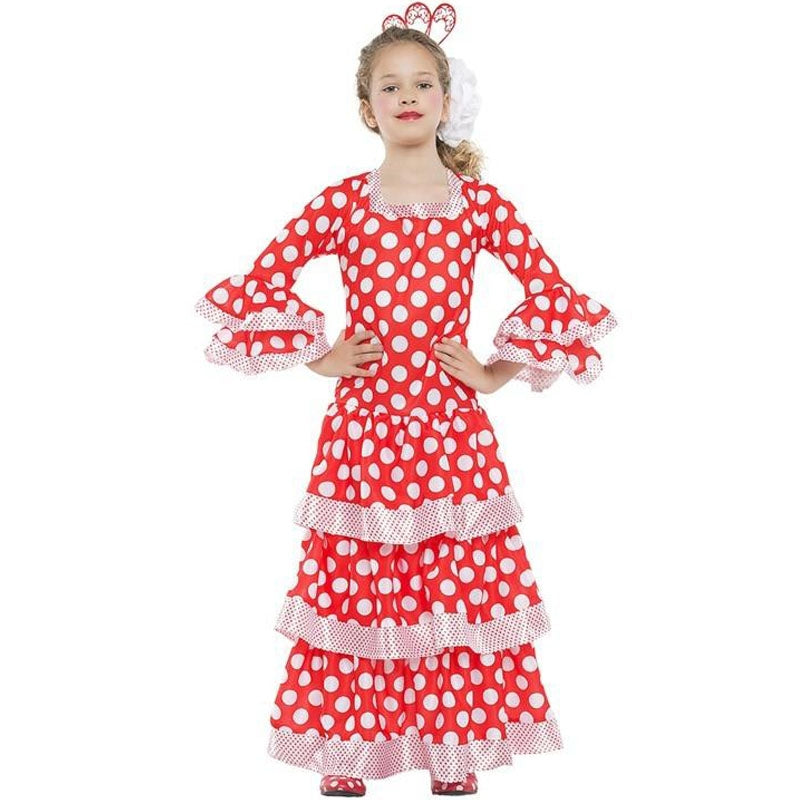 Costume Flamenco rosso a pois bianchi per bambina Acquistare online