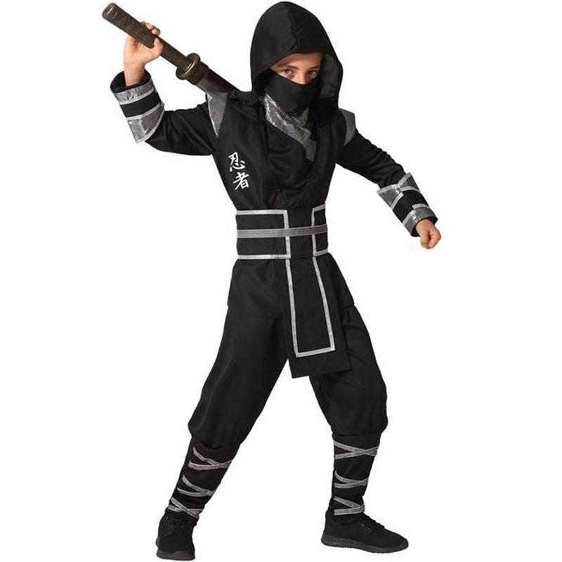 SEA HARE Costume da Guerriero Samurai Nero Ninja Power (S:4-6 Anni