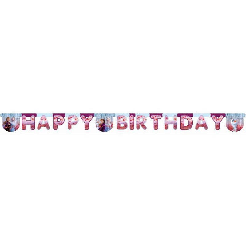 Ghirlanda Happy Birthday Frozen Lights - Procos, 1,8 Metri, Lettere In Cartone Multicolori, Decorazione Festa Bambini - 4