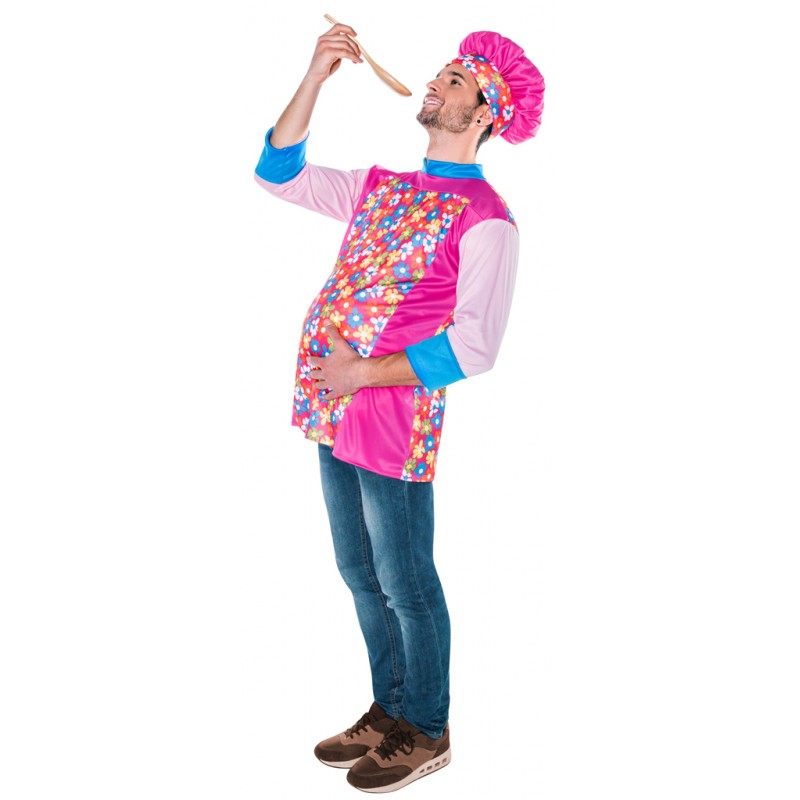 Set Costume Da Cameriere Adulti – Grembiule A Righe Rosse E Bianche, Cappello Da Cuoco E Papillon Per Feste Retrò