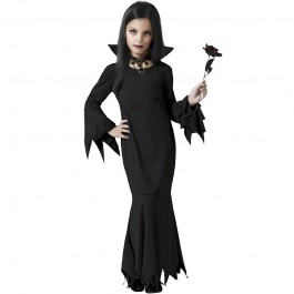 ▷ Costume Morticia La famiglia Addams bambina per Halloween e seminare paura