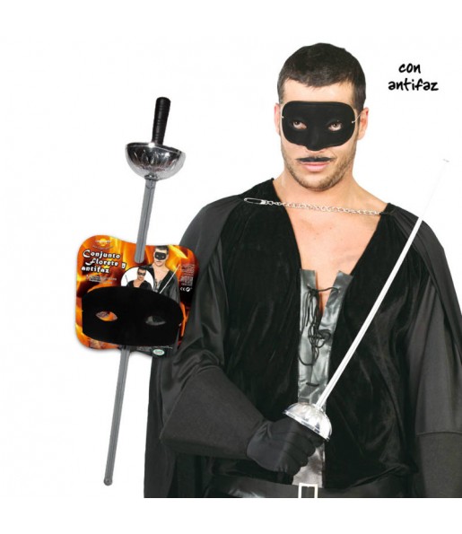 Il più divertente Kit accessori costume Zorro per feste in maschera