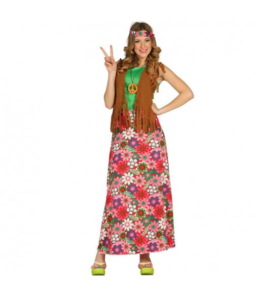 Travestimento Hippie lungo donna per divertirsi e fare festa