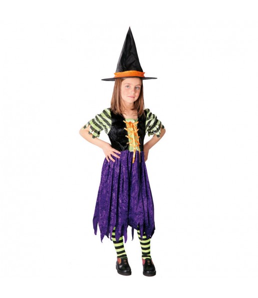 Vestito Strega a strisce bambine per una festa ad Halloween
