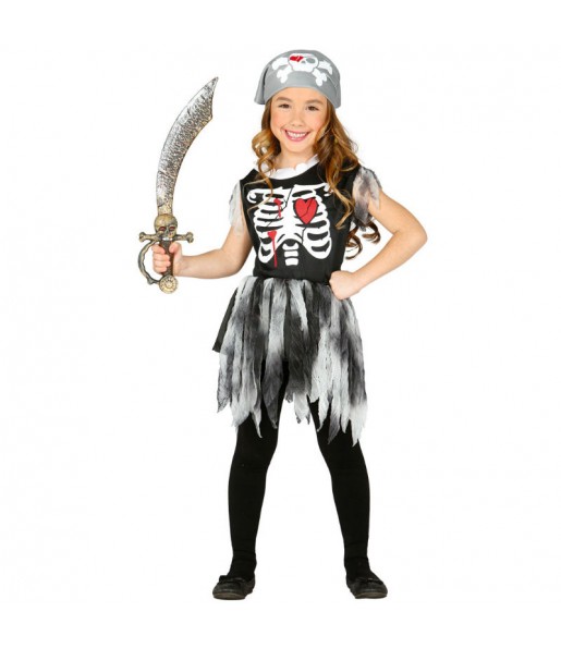 Vestito Scheletro pirata bambine per una festa ad Halloween