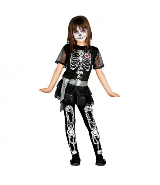 Vestito Scheletro deluxe bambine per una festa ad Halloween