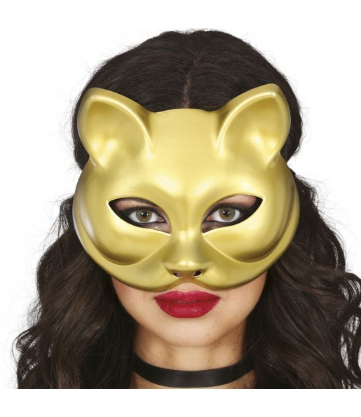 Maschera da gatto dorata per completare il costume