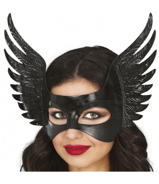 Maschera nera con ali per completare il costume