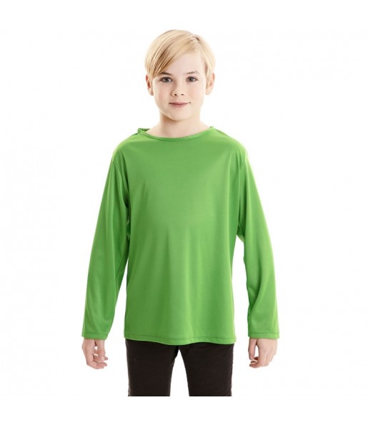 Maglietta verde bambini a maniche lunghe