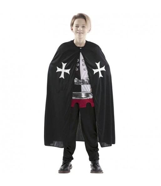 Mantello nero medievale templare per bambino per completare il costume