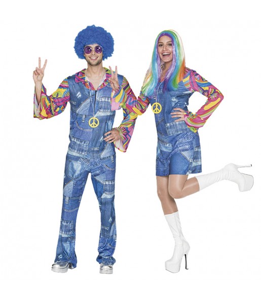 Travestimenti coppia Hippies Jeans divertenti per travestirti con il tuo partner