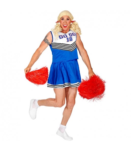 Costume da Cheerleader travestita blu per uomo