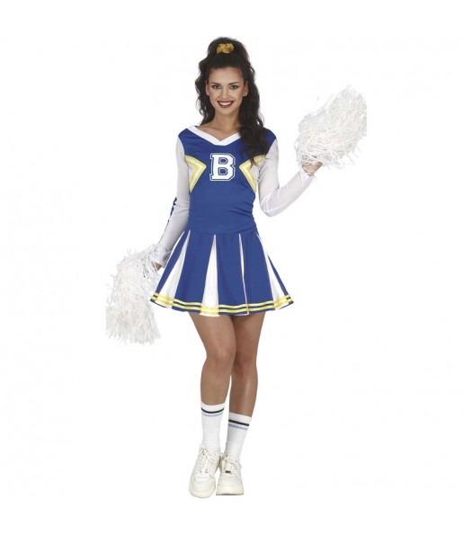 Costume da Cheerleader blu e bianca per donna