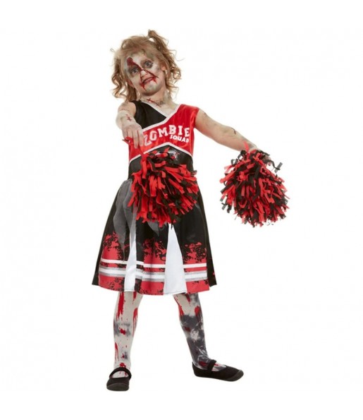 Travestimento da Zombie cheerleader con pom pom per bambina