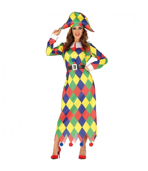 Travestimento Arlecchina Multicolore donna per divertirsi e fare festa