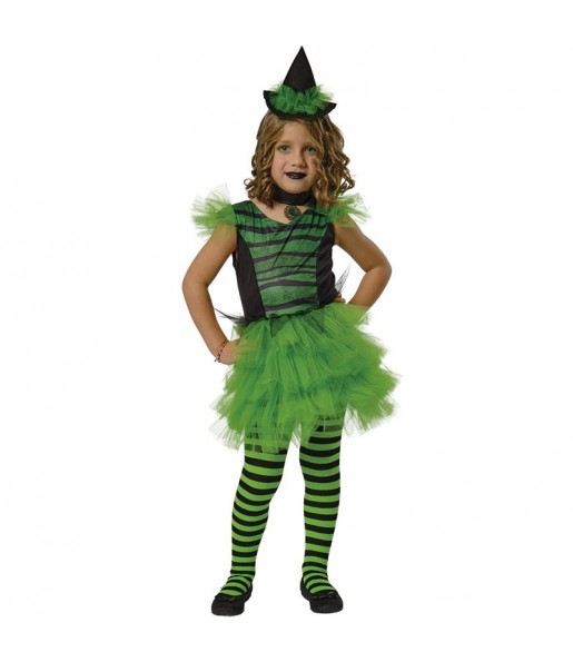 Travestimento da Strega verde glamour per bambina