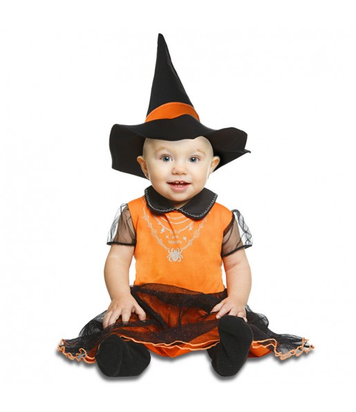 Travestimento Strega halloween arancione neonati con il quale il tuo bambino farà paura