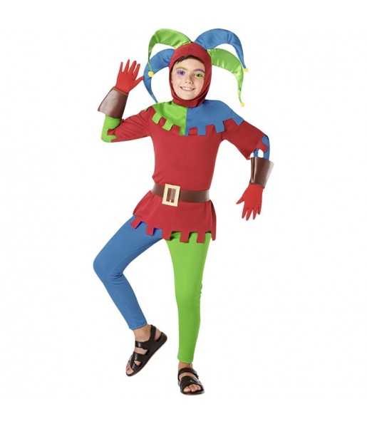 Costume da Giullare di corte medievale a colori per bambino