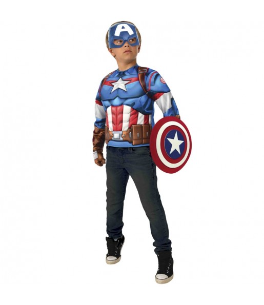 Costume da Capitan America petto muscoloso per bambino