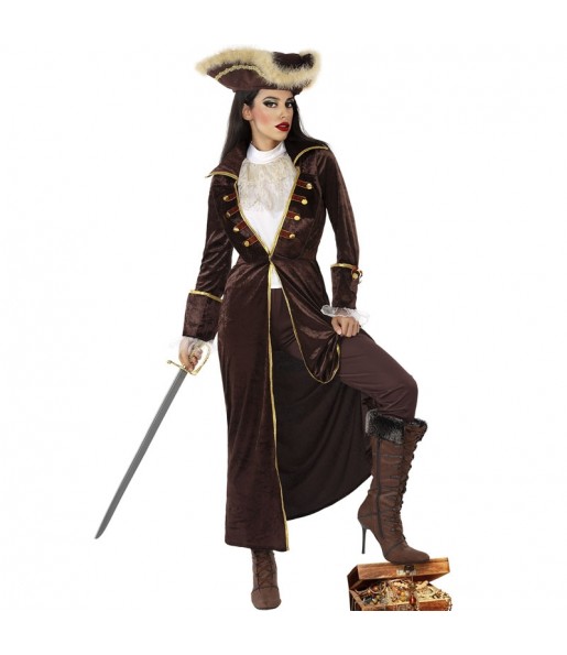 Costume da Capitano pirata marrone per donna