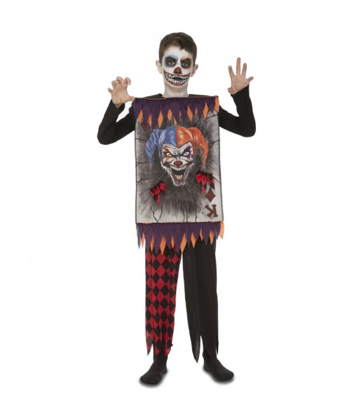 Travestimento Carta da gioco clown terrificante bambini per una festa ad Halloween
