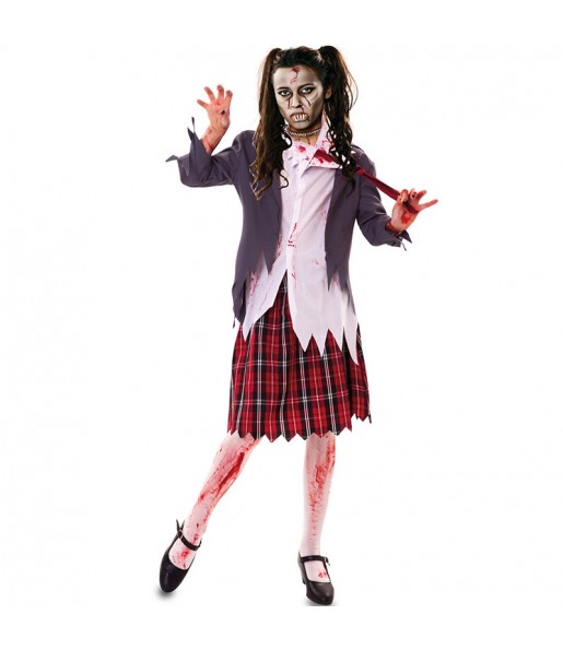 Costume Studentessa Zombie Sanguinante donna per una serata ad Halloween