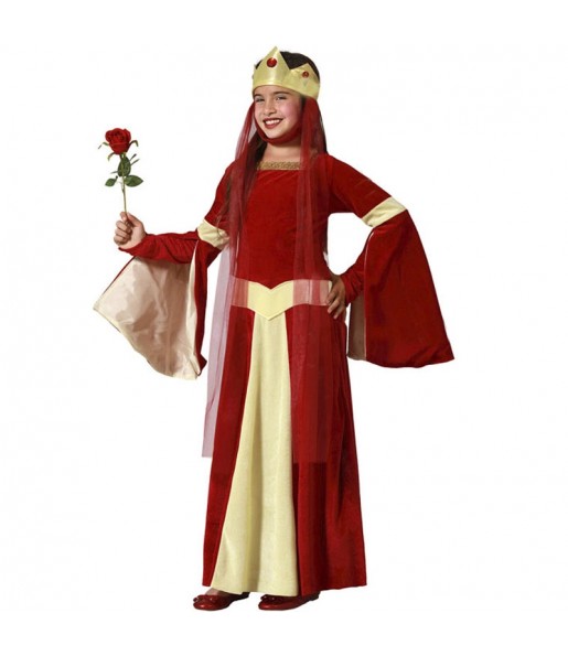 Costume da Donna medievale rossa per bambina