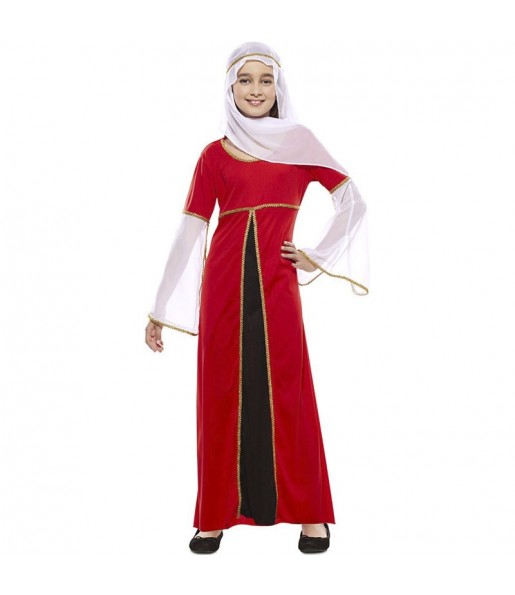 Costume da Dama medievale rossa e nera per bambina