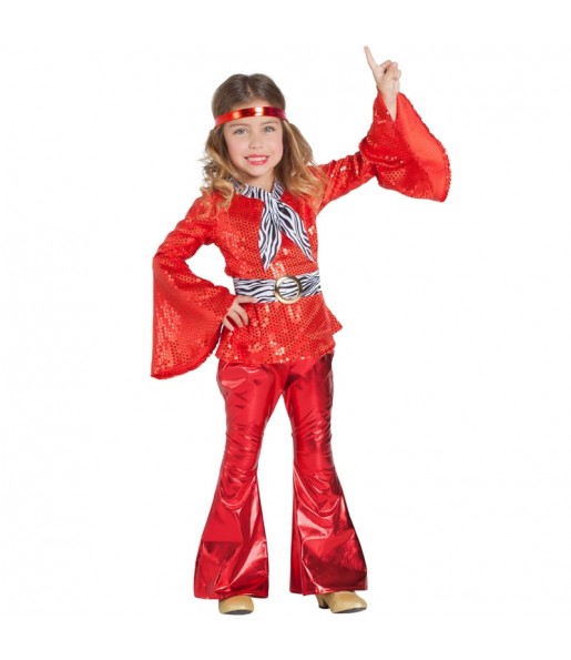 Costume da Disco Rosso per bambina