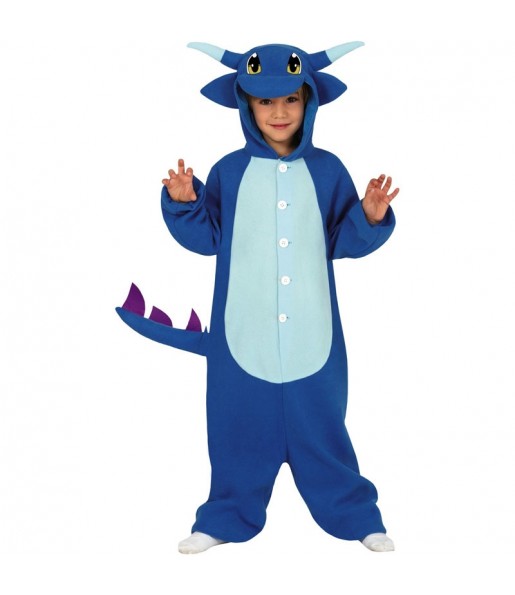 Travestimento Drago blu kigurumi bambini per una festa ad Halloween
