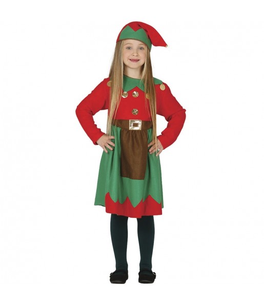 Costume da Elfa verde e rossa per bambina