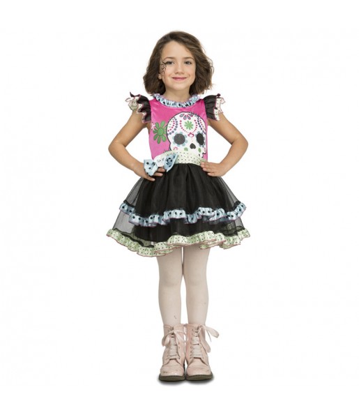 Vestito Scheletro colorato bambine per una festa ad Halloween