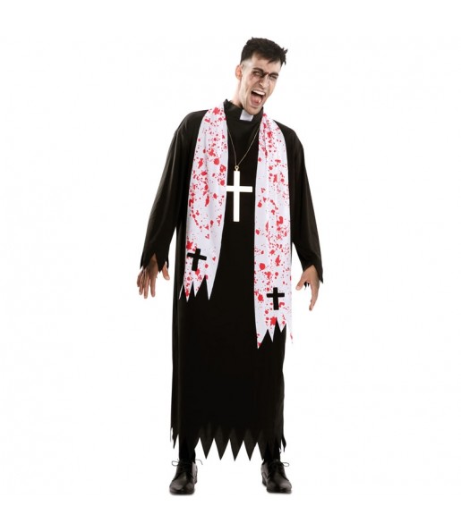 Travestimento Prete religioso zombie adulti per una serata ad Halloween