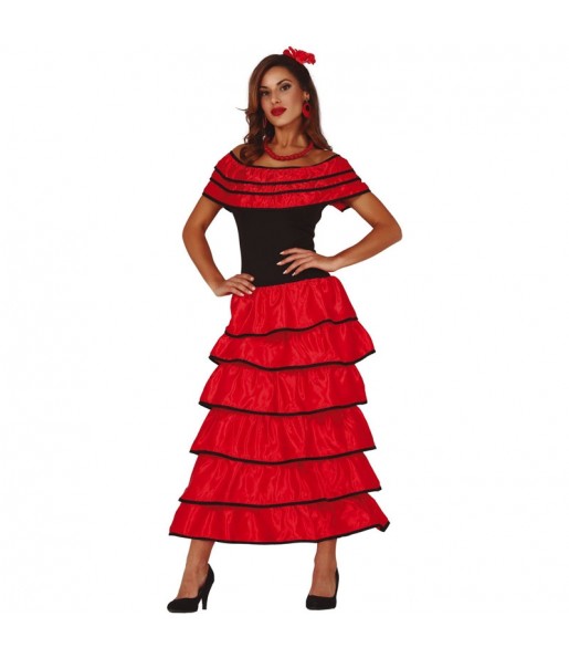 Travestimento Flamenca rossa donna per divertirsi e fare festa