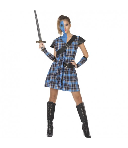 Costume da Guerriera scozzese blu per donna