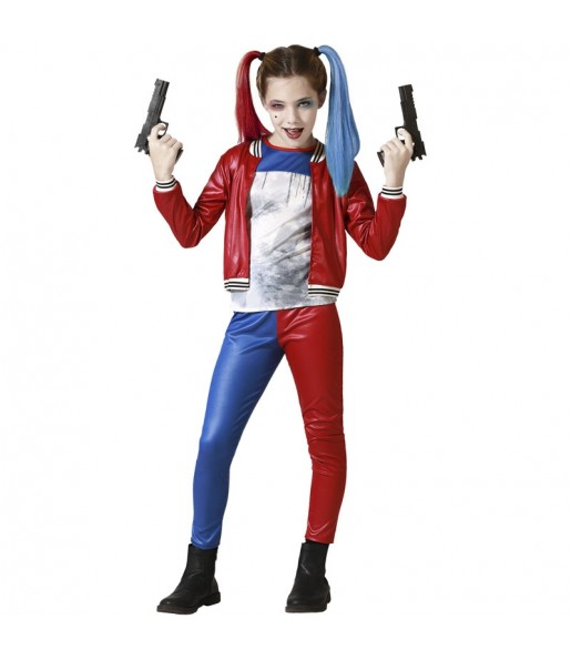 Travestimento da Harley Quinn blu e rosso per bambina