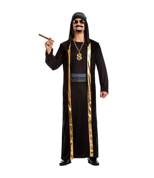 Costume da Sceicco arabo in nero e oro per uomo