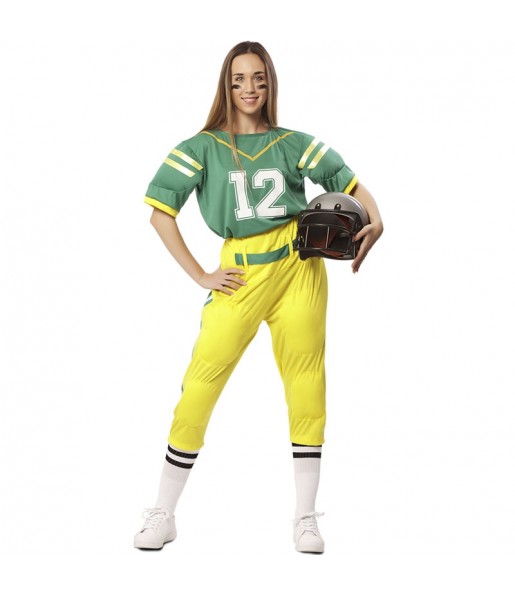 Costume da Giocatora di football americano verde per donna