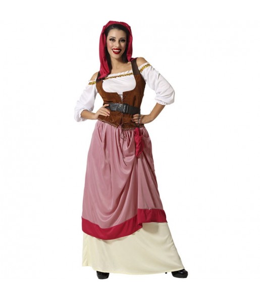 Costume da Locandiere medievale rosso per donna