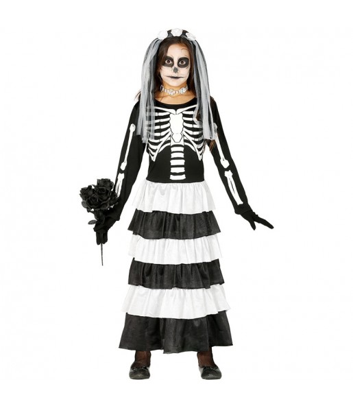 Vestito Sposa scheletro bambine per una festa ad Halloween